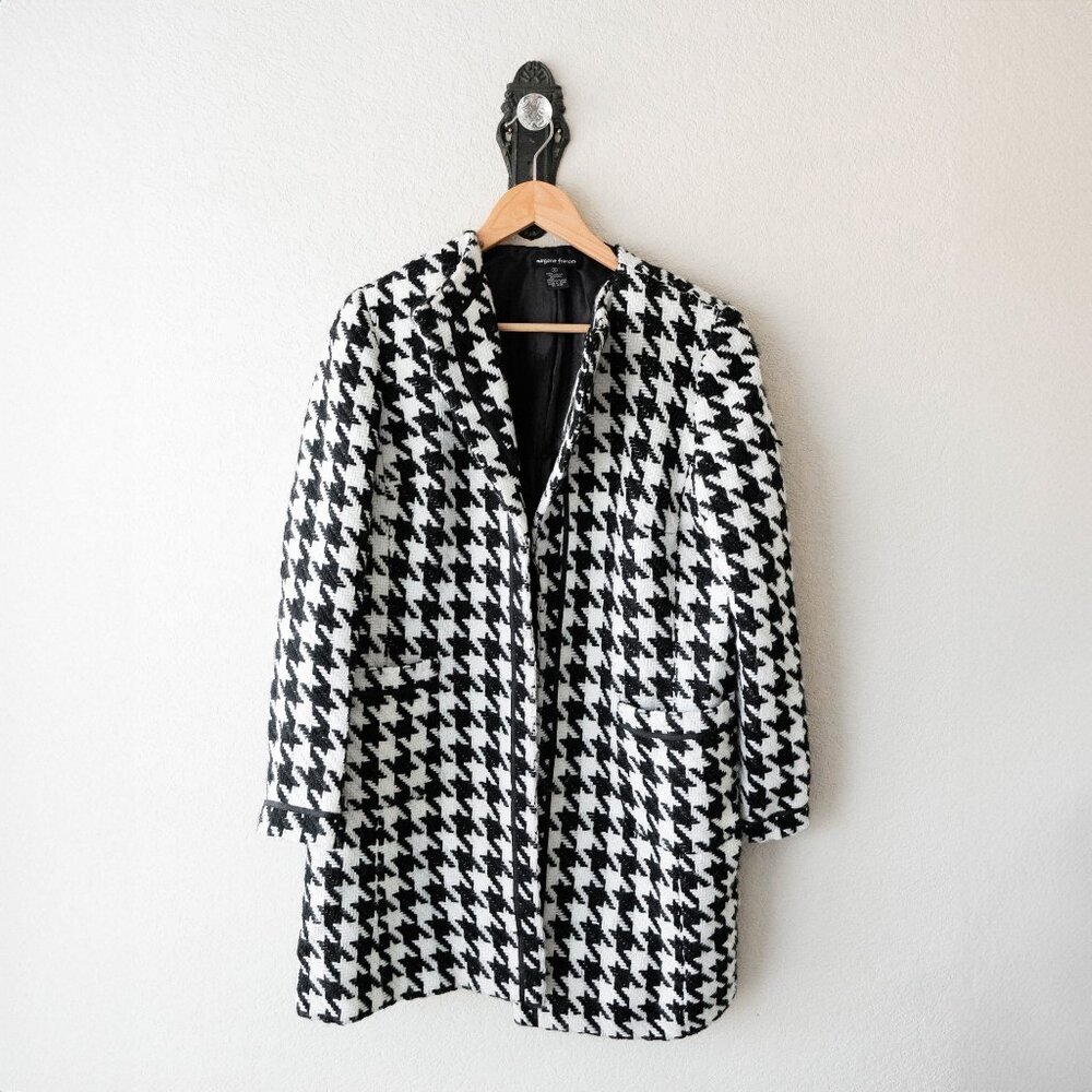 Margaret Frances Houndstooth Coat | Size 14 | Black & White Open Front